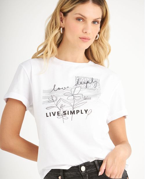 Camiseta básica estampada para mujer