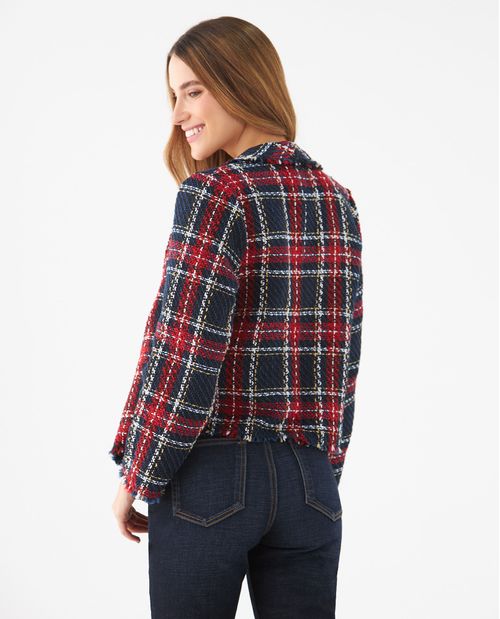 Chaqueta con cuadros tejidos para mujer