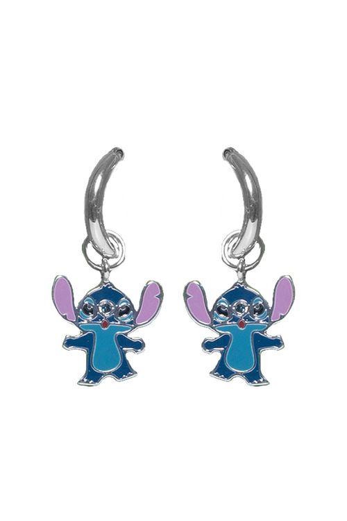 Candongas con baño en plata con diseño de stitch