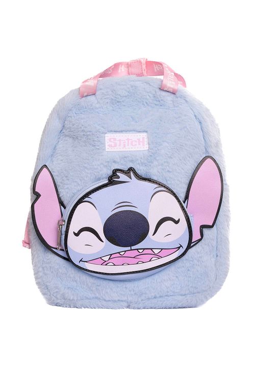 Bolso morral pequeño de peluche con diseño inspirado en stitch