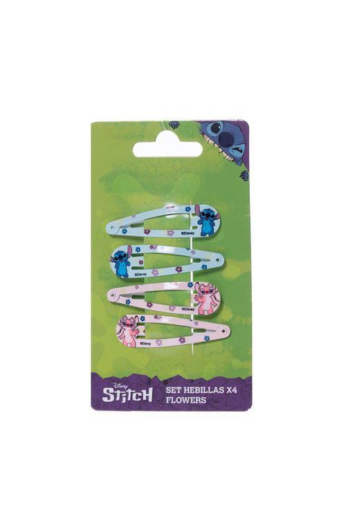 Set de hebillas x2 unidades de stitch con diseño de flores