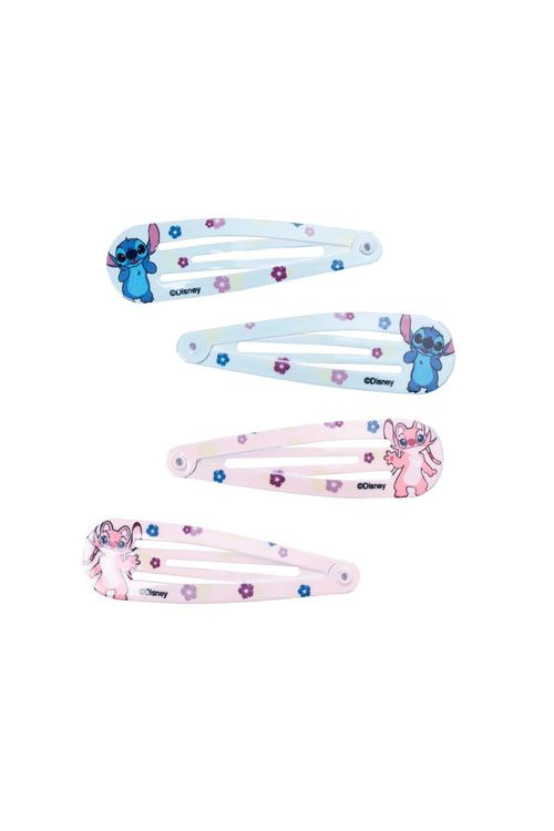 Set de hebillas x2 unidades de stitch con diseño de flores