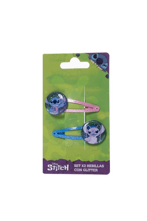 Set de hebillas x2 unidades diseño de stitch con brillantes