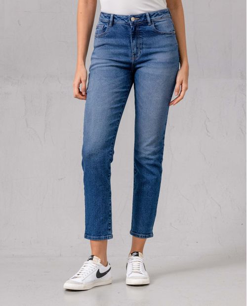 Jean Mom tono azul oscuro para mujer