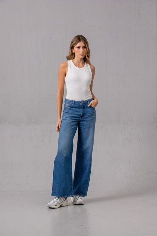 Jean Wide Leg con aberturas en bota para mujer