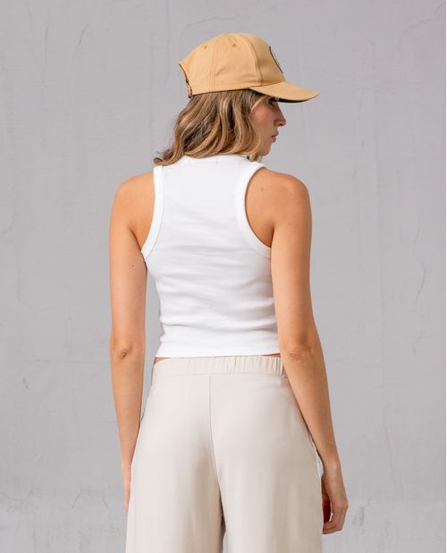 Camiseta crop top con estampado en frente para mujer