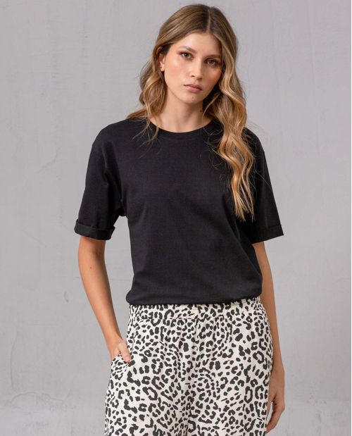 Camiseta básica cuello redondo para mujer