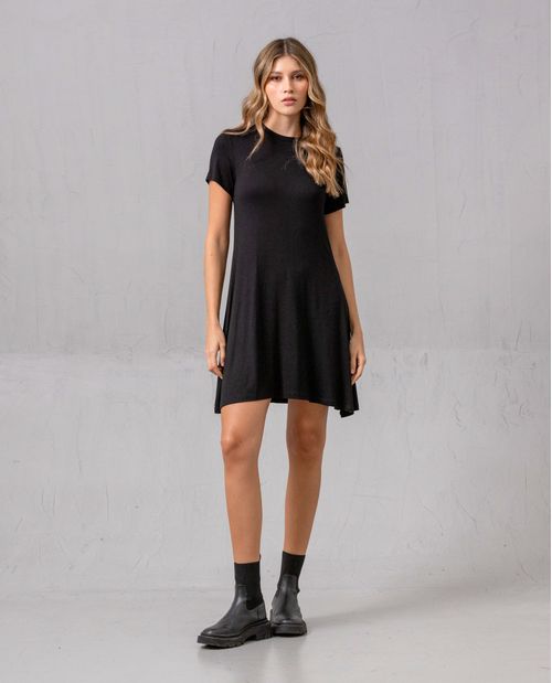 Vestido corto licrado acampanado para mujer