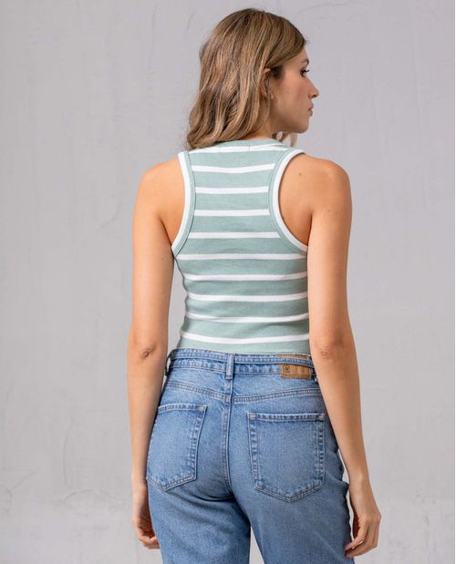 Camiseta crop top con estampado de rayas para mujer