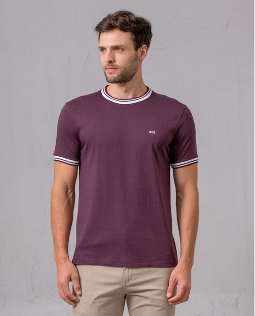 Camiseta con cuello y puños en contraste para hombre
