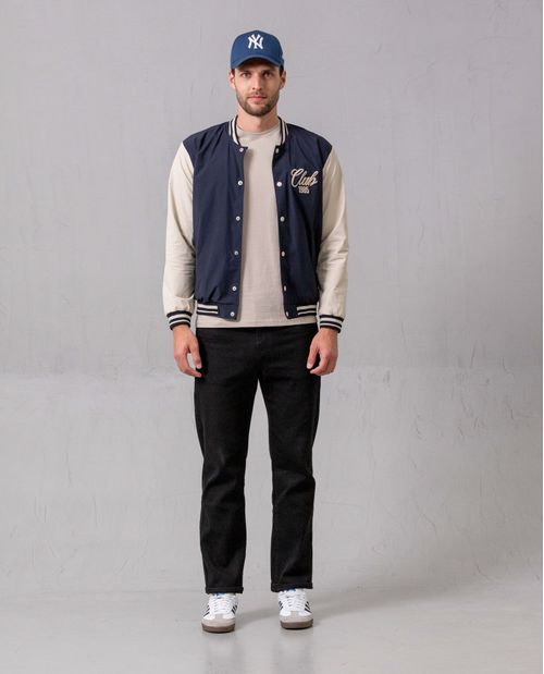 Chaqueta Varsity con aplique bordado para hombre