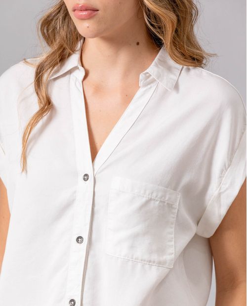 Camisa manga sisa con bolsillo para mujer
